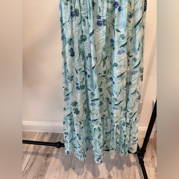 ASTR THE LABEL KELBY DRESS GREEN BLUE FLORAL - Picture 6 of 7